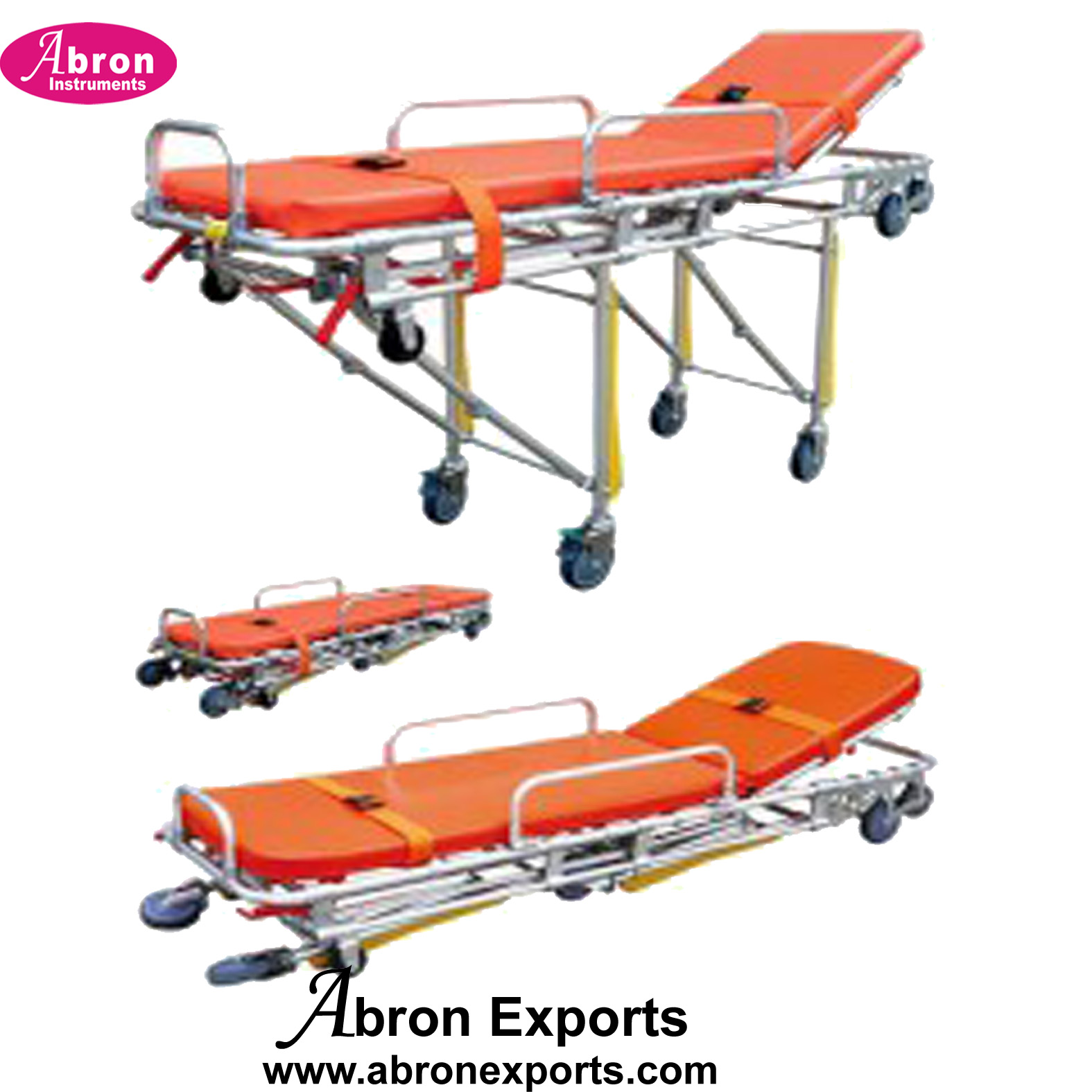 Stretcher Patient Trolley Ambulance with Matress Cum Wheel Chair Auto loader Collapsible Medical Use Folding Abron ABM-2261SM 